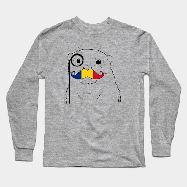 Mustache Flag Romania Long Sleeve T-Shirt by otterglot